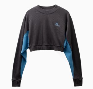 Soft Lightweight Sweater with Blue Stripe Along the Sleeves