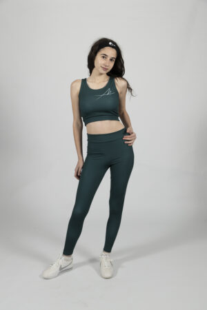 Անտառային կանաչ բարձր գոտկատեղով լեգինսներ